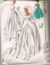 3536 '55 MAGNIFICENT BRIDE DRESS LENGTHS,TRAIN PATTERN 16 34